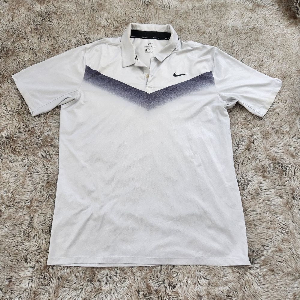 Nike Golf Dri Fit Standard Men's Golf Polo Shirt Black‎ and White Size Large